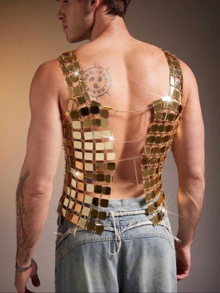 Men's Hollow-Out Black Chain Tank Top